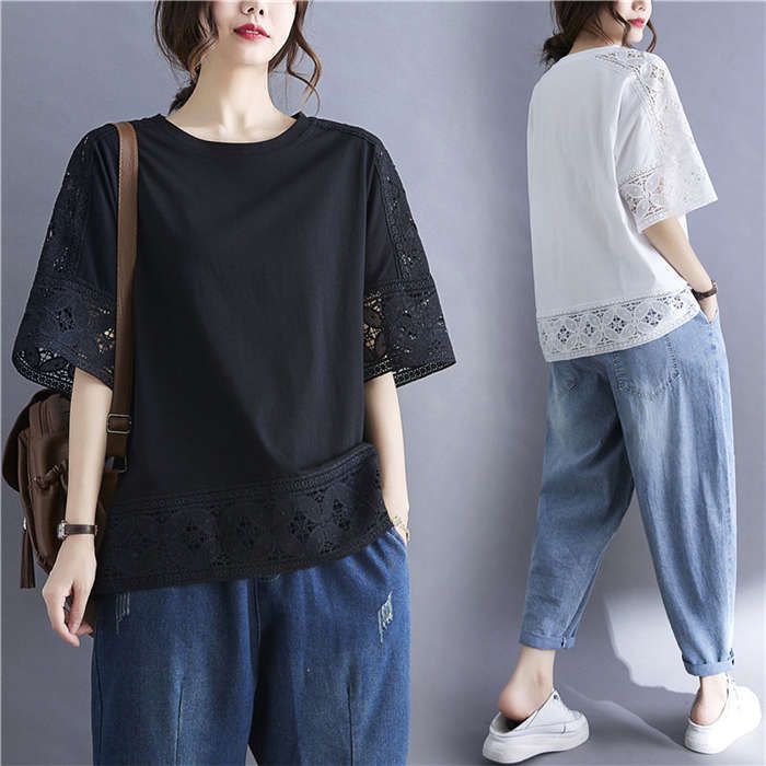 40代 トップス 30代 Tシャツ シャツ 通勤 ブラウス オフェス 春 黒 五分袖 カジュアル 通学 ゆったり 白 カットソー 可愛い 夏 レース40代 トップス 30代 Tシャツ シ その他 期間