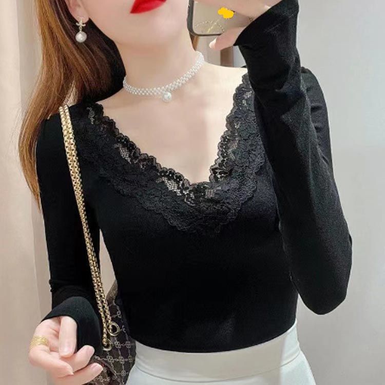 ス インナー 秋 透け 春秋 上品 細身 カットソー きれいめ Tシャツ 重ね着 ストレッチ 春 下着 レディース 肌着 スリム シースルー レイヤード レース レースス インナーシャツ インナーレー